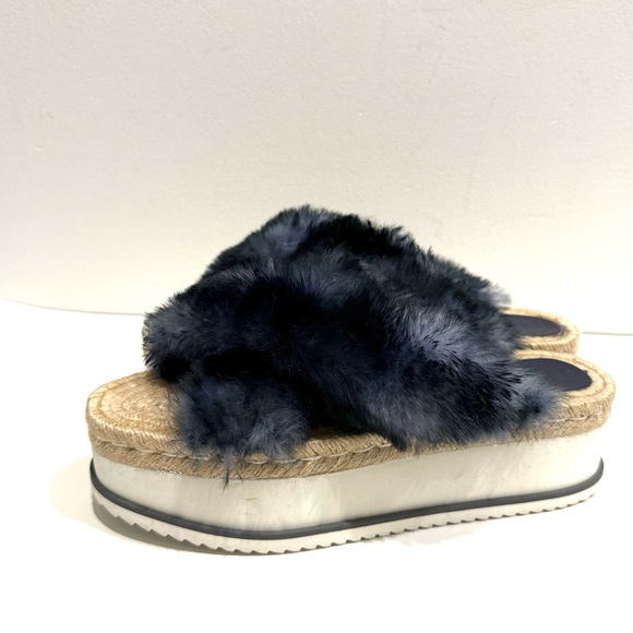 Zara  Faux Fur Platform Espadrilles Slides 39 - Picture 5 of 11